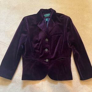 Lauren Ralph Lauren Deep Purple Velvet Blazer (3 button)